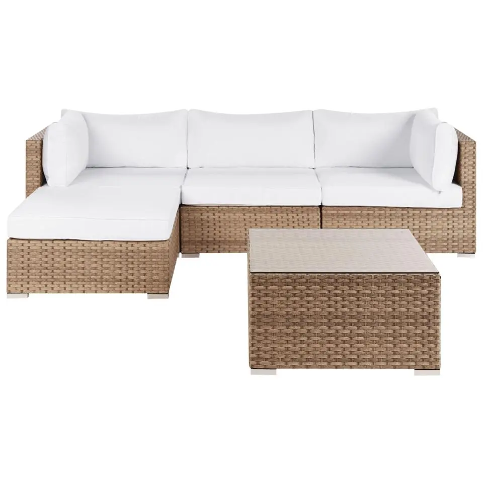 SANO II - Loungeset - Naturel/Wit - Rechtszijdig - Kunstrotan