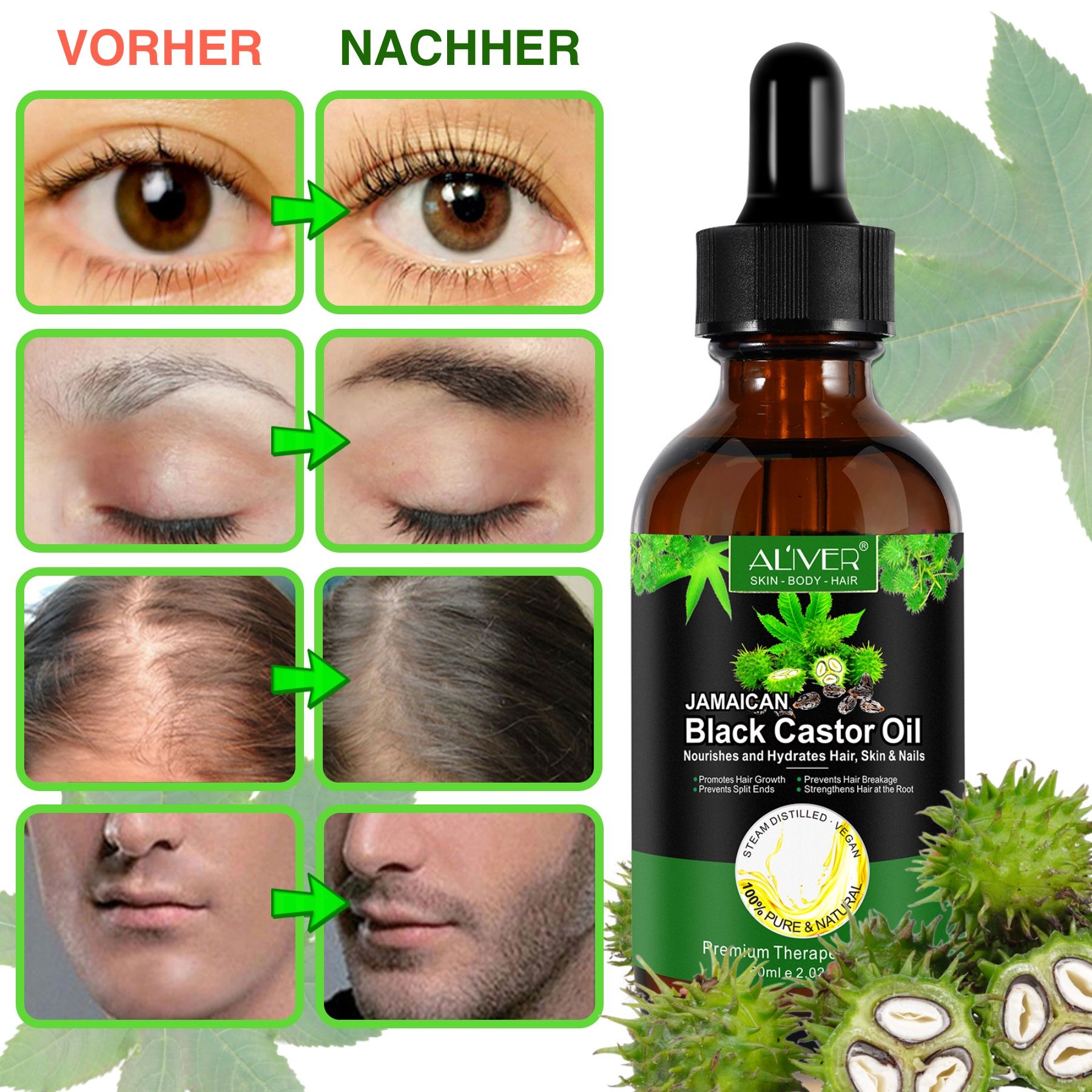 ALIVER Rizinusöl Haaröl für Haarpflege und Haarwachstum