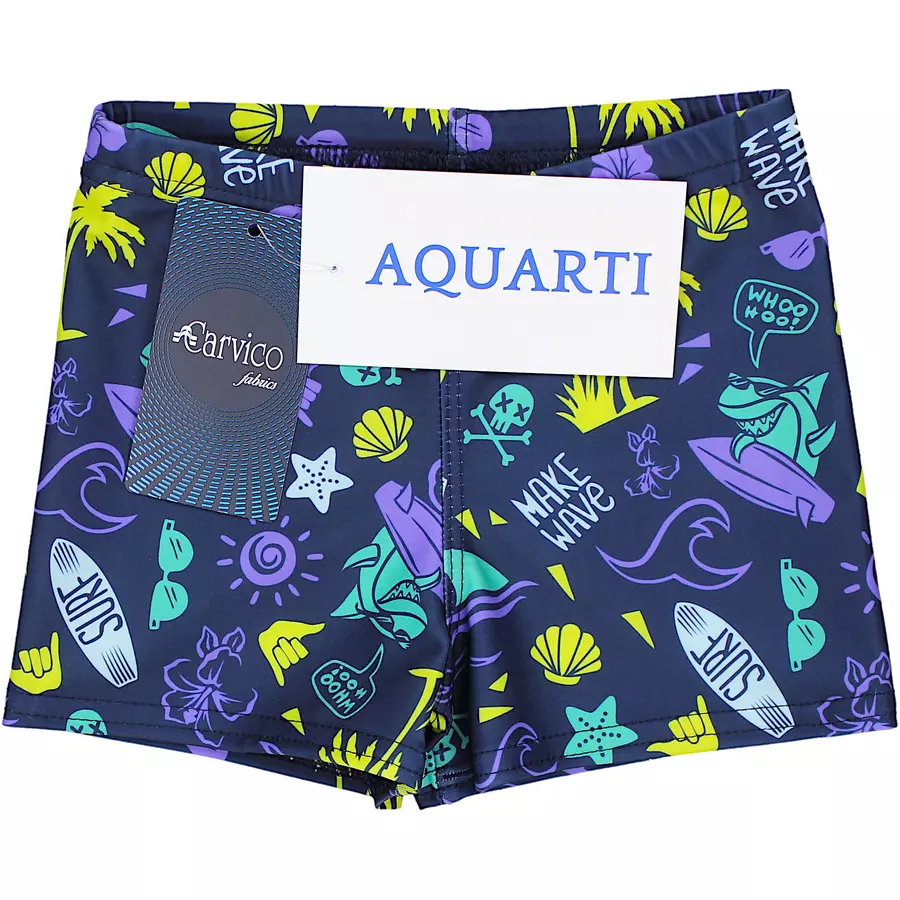 Aquarti Jungen Badehose Gestreift mit Motiven dunkellila