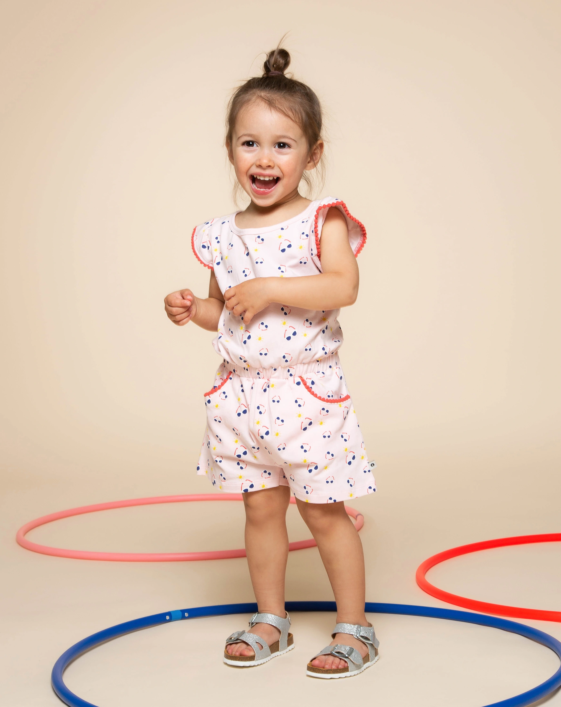 Jumpsuit kurz POMPOM AOP in rosa