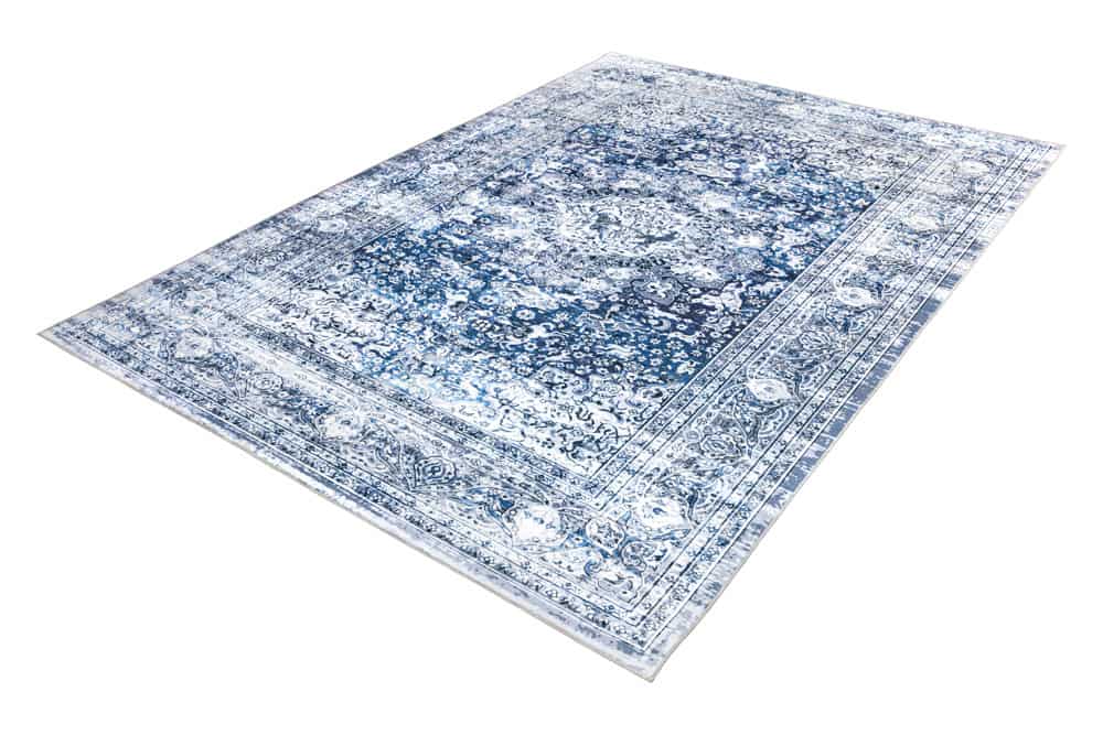 Orientalischer Teppich OLD MARRAKESCH 230x160cm grau blau Flachgewebe Used Look