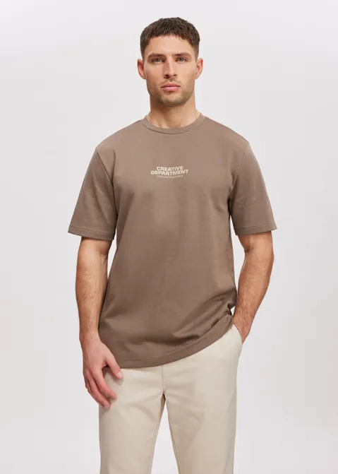 T-shirt met print worldwide bruin (TAU.D)