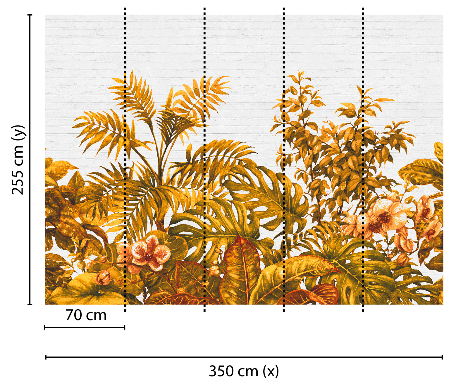 Fototapete DESIGNWALLS - orange-weiß - Dschungel - 2,55 Meter