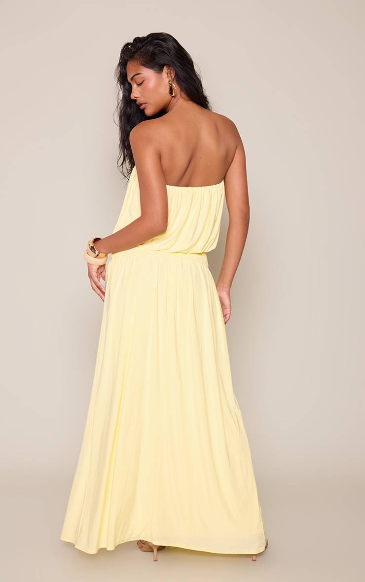 Citron Robe Longue Bandeau Moulante À Taille Froncée
