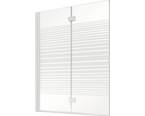 2-delige badwand SCHULTE Komfort ExpressPlus 112 x 140 cm, glasdecor met horizontale strepen, profielkleur wit EP3396 04 72