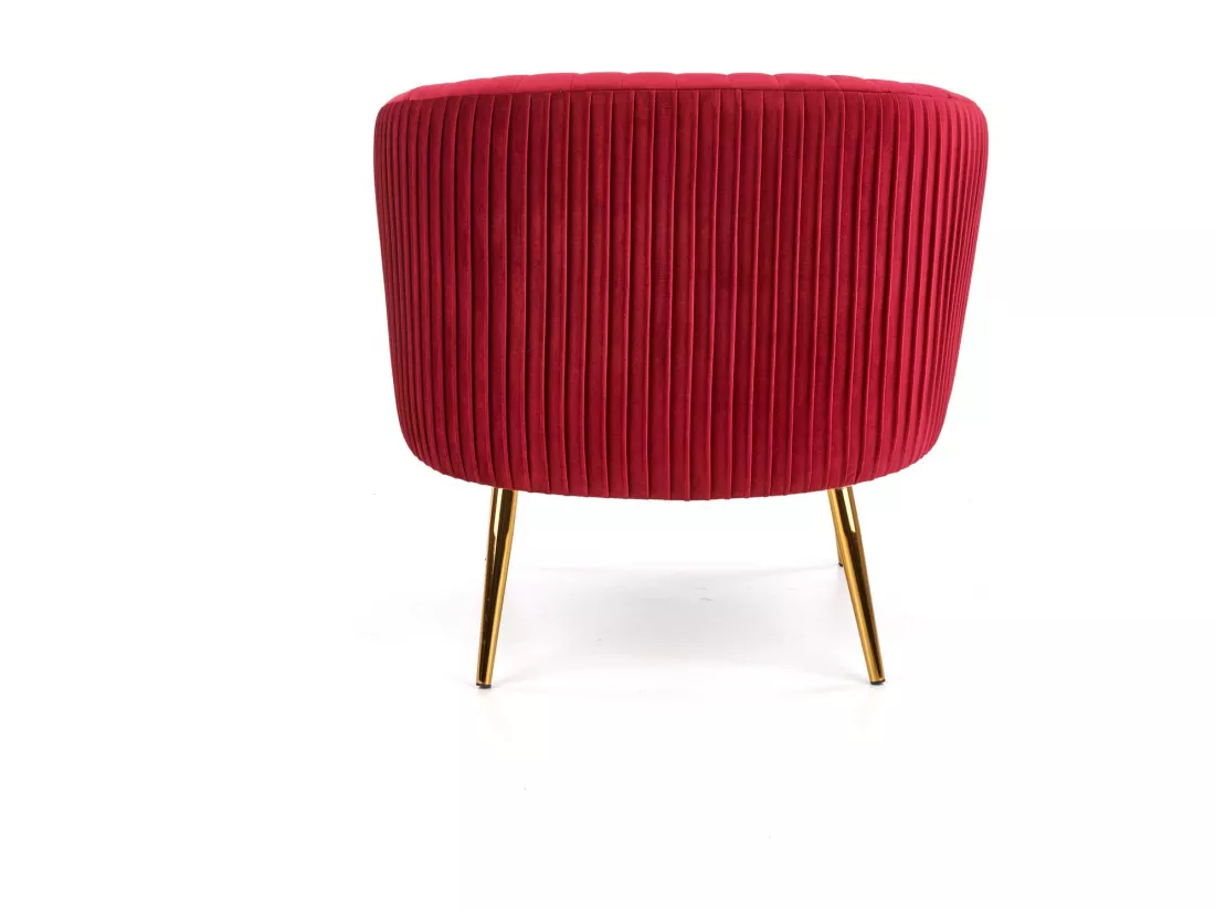 Fauteuil cabriolet en velours bordeaux avec pieds en métal doré Power