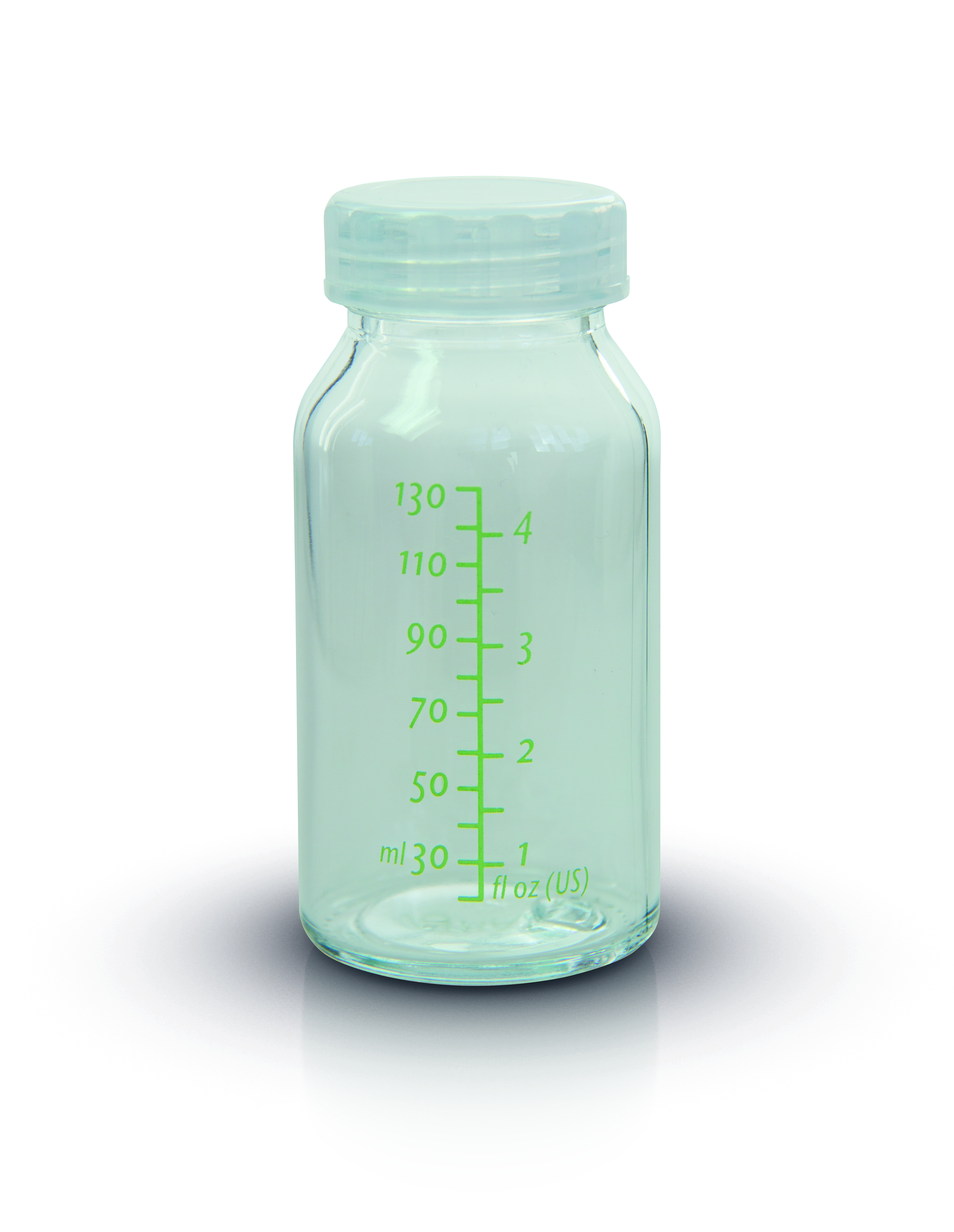ARDO GLASS BOTTLE Glasflasche 130ml für Kliniken inklusive Flaschendeckel 1 Stk