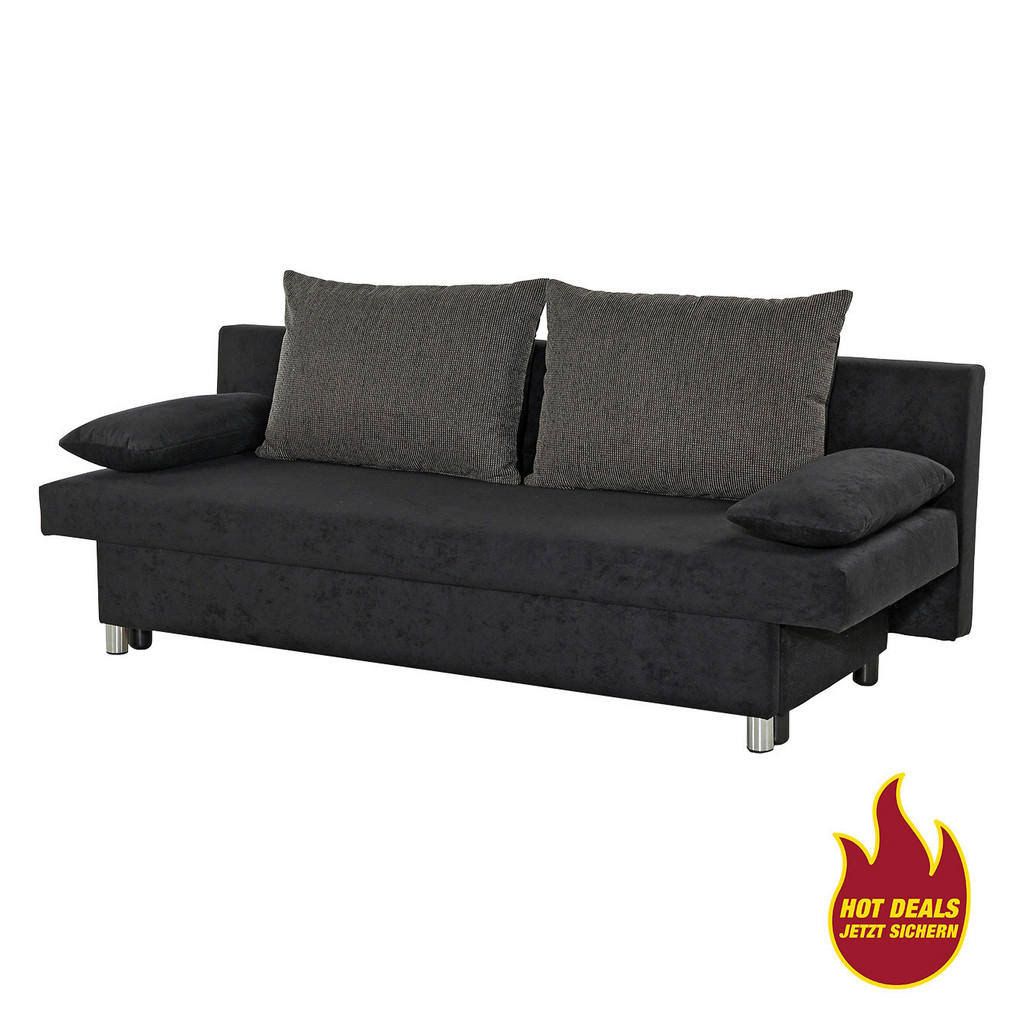 Schlafsofa grauschwarz Microfaser B/H/T