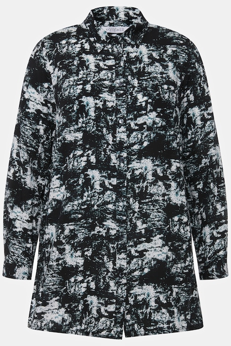Hemdbluse, Boxy Fit, Batik Print, Hemdkragen, Langarm