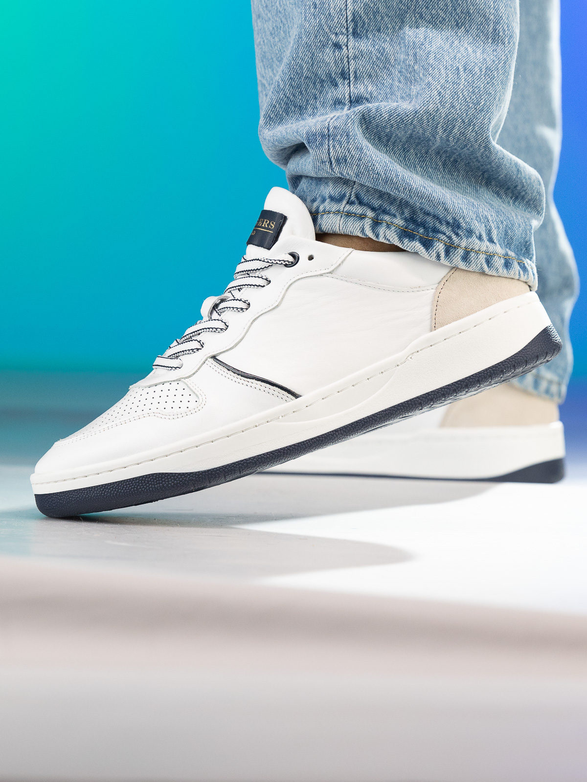 Gregers - Clay Leather White Blue - Trapes Sko