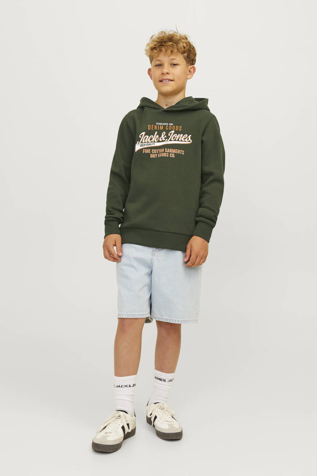 JACK & JONES hoodie JJELOGO met logo warm donkergroen
