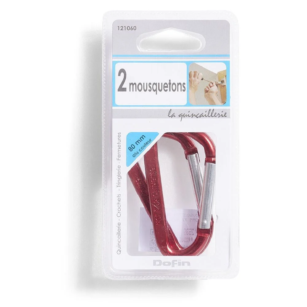 Lot de 2 mousquetons alpins aluminium rouge 80 mm