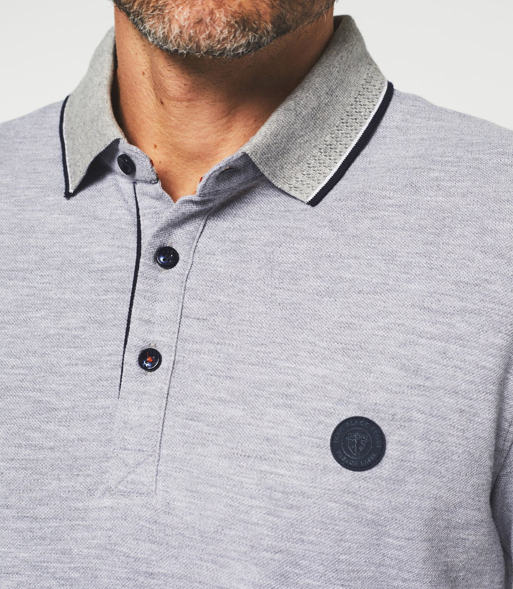 Polo manches courtes gris chiné 