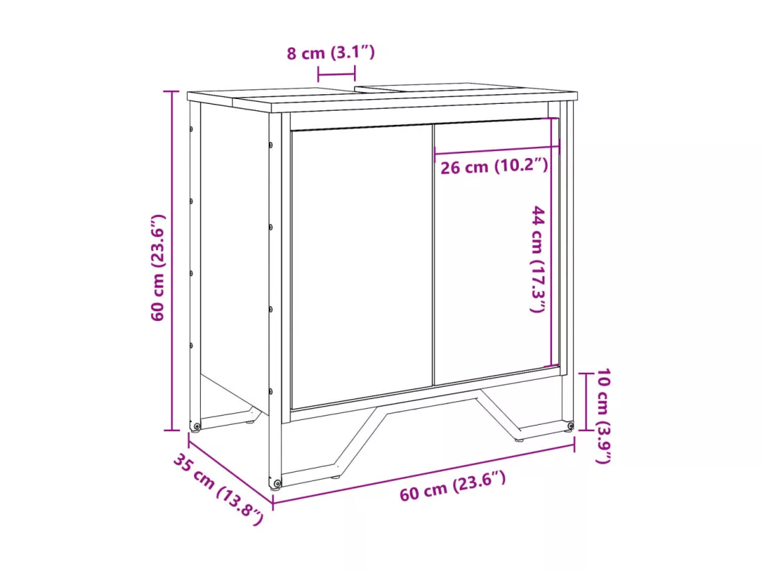 Armoire lavabo de salle de bain chêne sonoma 60x35x60 cm
