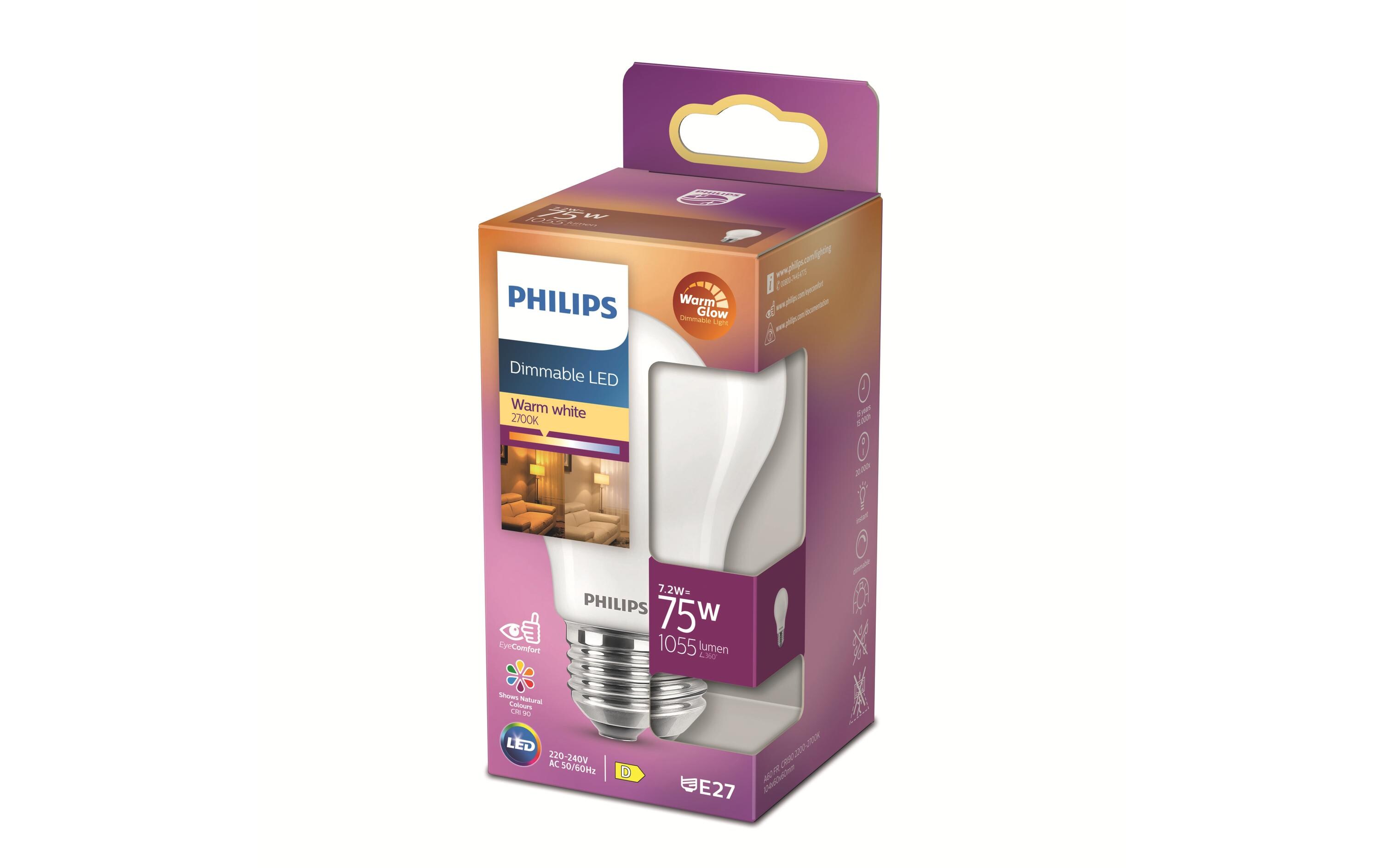 Lampe LEDcla 75W E27 A60 FR WGD90 WarmweissWarmweisses LED-Leuchtmittel A60 mit mattem Glas