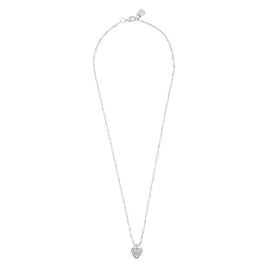 Snö Of Sweden Stina Heart Pendant Necklace Silver/Clear 42cm