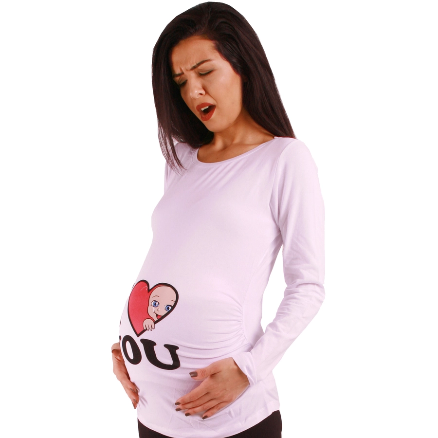 M.M.C. Umstandslangarmshirt I Love You mit Motiv Weiß