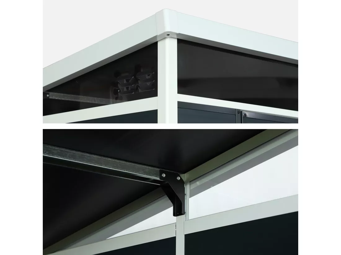 Abri de jardin plastique 4.55 m². anthracite. avec toiture monopente skylight. fenêtre et grande porte d'entrée. 238 x 190 x 215 cm