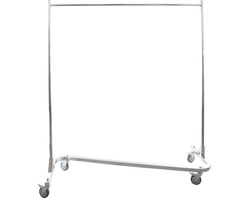 Robuuste kledingrek, industriële garderobekast, Goliath chroom, kledingstang 150 cm, draagvermogen 250 kg