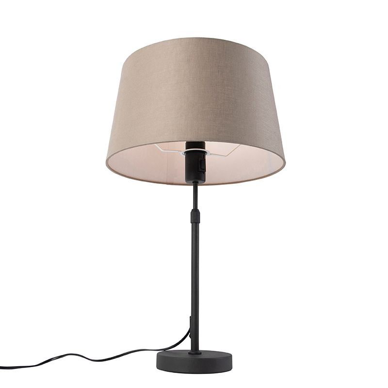 Tafellamp zwart met linnen kap taupe 35 cm verstelbaar - Parte