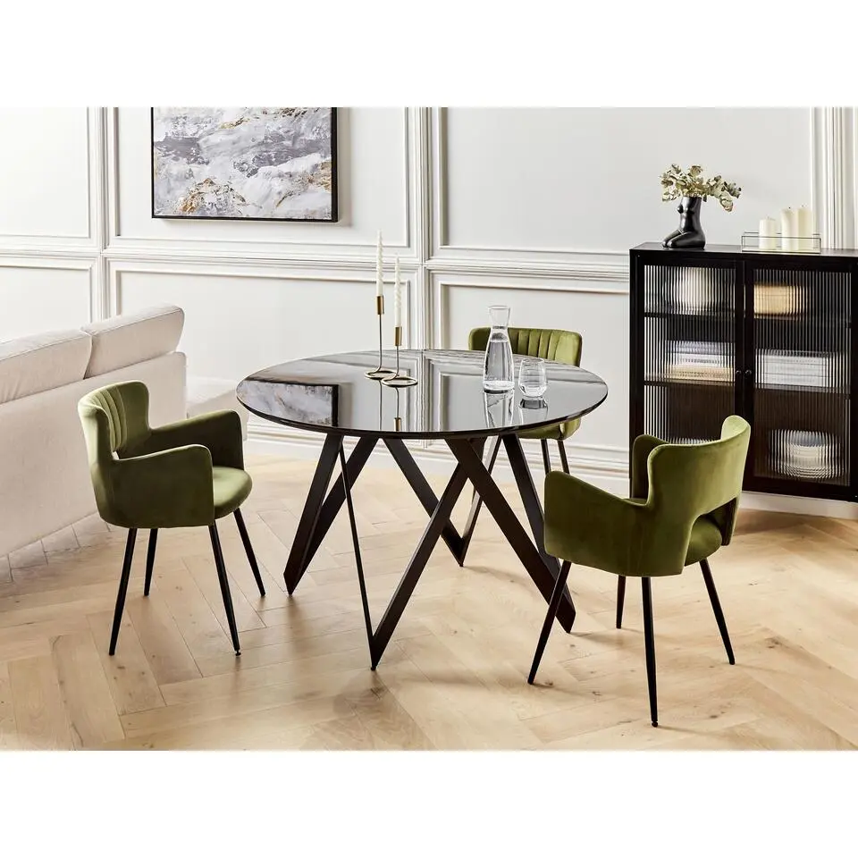OXHILL - Ronde eettafel - Zwart - 90 cm - MDF