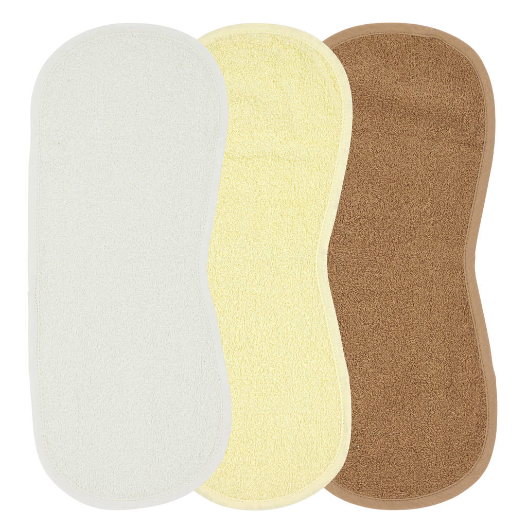 schoudermodel spuugdoekje Basic Badstof - set van 3 Offwhite/Soft Yellow/Toffee