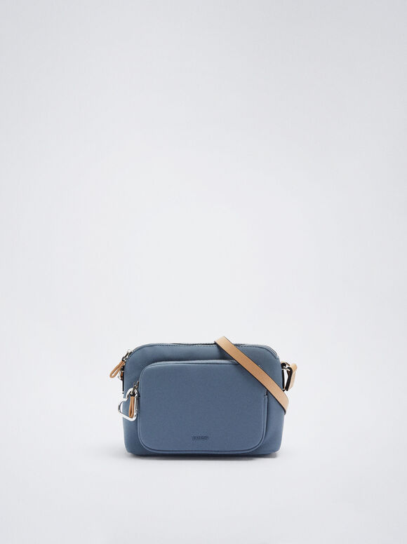 Bolsa de ombro com efeito nylon - Azul