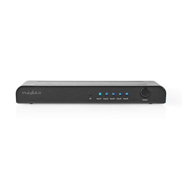 Nedis HDMI ™ Switch | 5-Port port(s) | 5x HDMI™ Inngang | 1x HDMI ™ -utgang | 4K@60Hz | 18 Gbps | Fjernstyrtkontrolert | Metall | Antrasitt