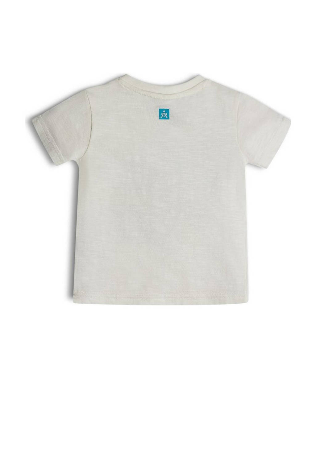 Retour Jeans T-shirt Delvin met printopdruk offwhite/aquablauw