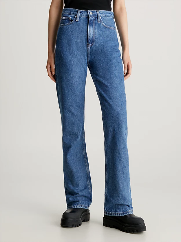 Calça jeans reta de cintura alta