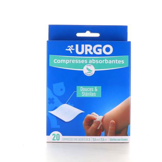 Compresses Absorbantes Douces et Stériles non tissées 7.5 cm x 7.5 cm - Urgo