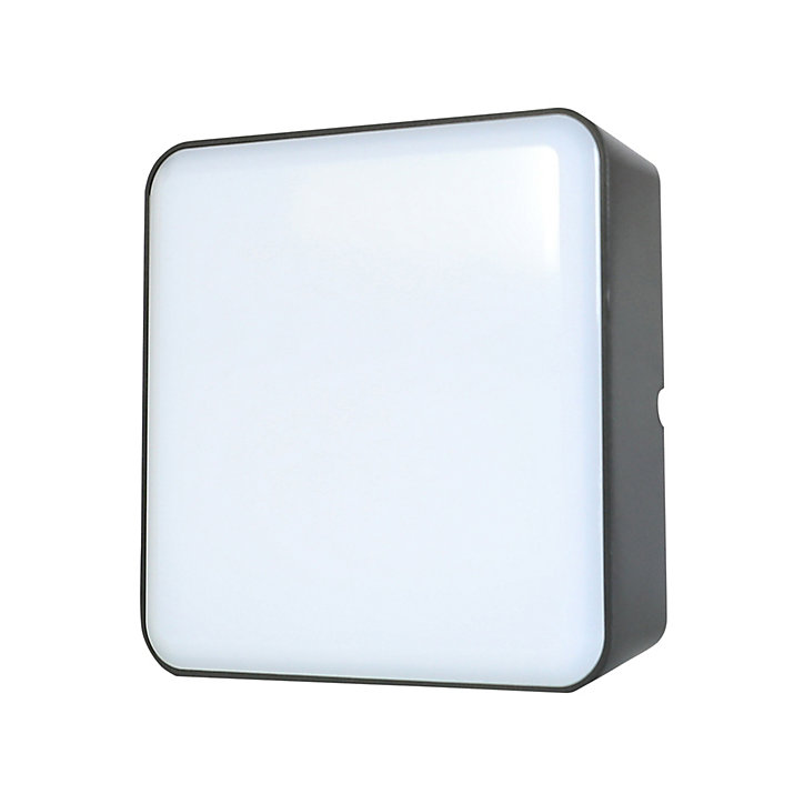 Hublot Moresby LED intégrée blanc neutre IP44 1000lm 16W L.15xl.15cm carré noir GoodHome