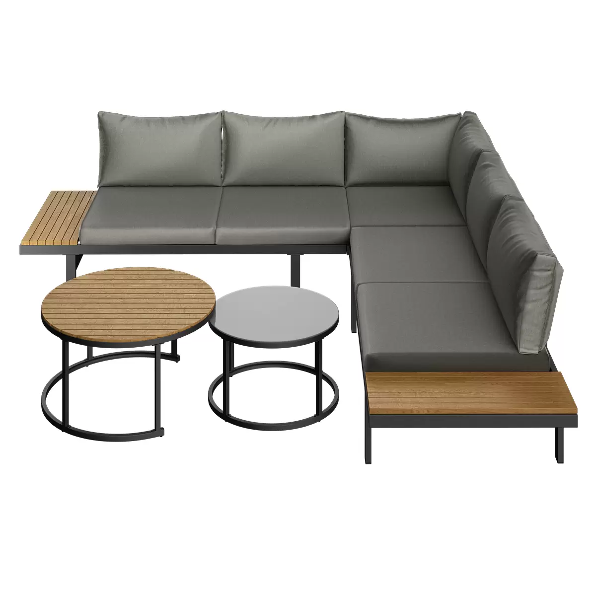 Beldano Loungegarnitur Zürich 4-teilig grau,natur,schwarz