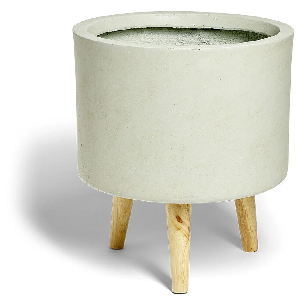Cache pot argile gris sur trépied Ø29xH19cm