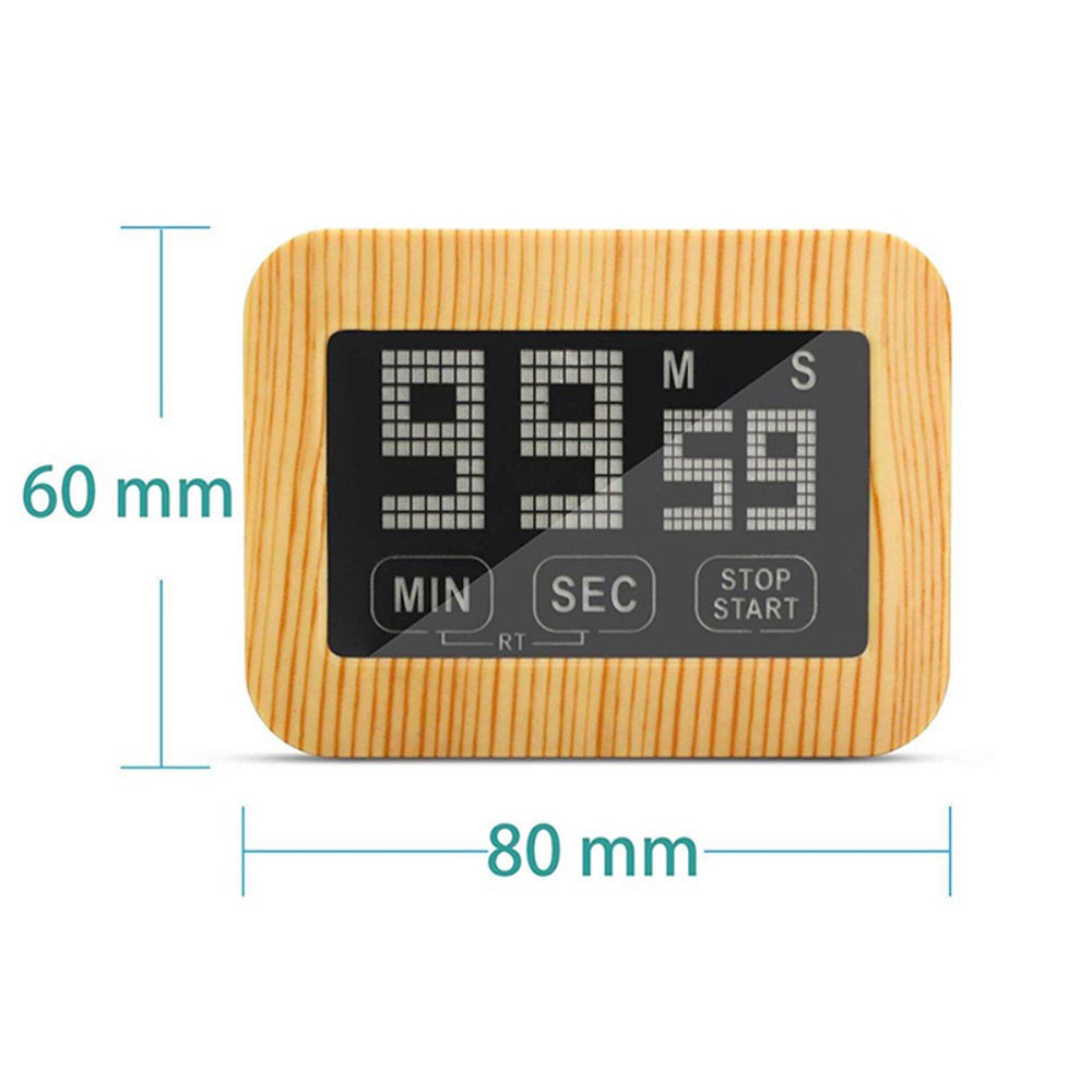 Magnetischer Küchenwecker Timer Eieruhr mit Touchscreen   Beleuchtung (60x36mm) - Braun