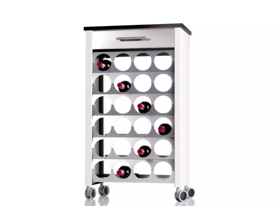 Étagère porte bouteilles à roulettes, 93*50*30 cm - Blanc, Inox, Ardoise, capacité 24 bouteilles, BACUS