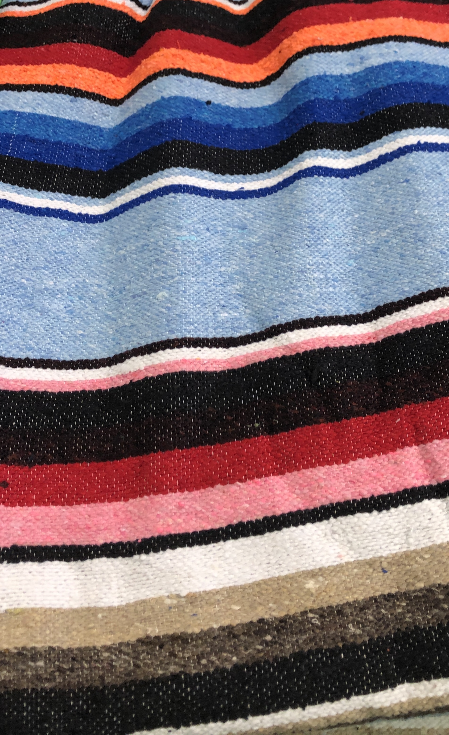 Side Shore Couverture Mex Blanket Mexicaine - Cotton Serape Charcoal