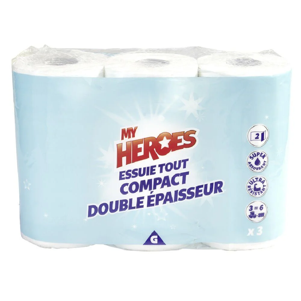 Essuie tout compact double épaisseur x 3