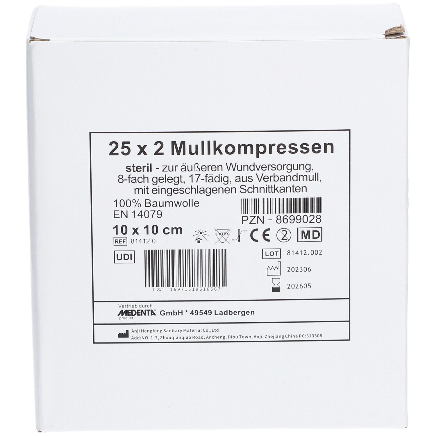 Mullkompressen 8 fach 10 x 10 cm steril