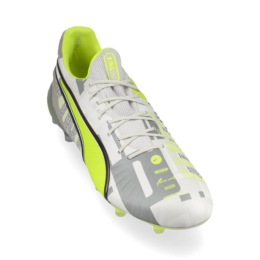 PUMA King Ultimate FG/AG Forever - Gris/Electric Lime/Blanc/Flat Light Gray ÉDITION LIMITÉE