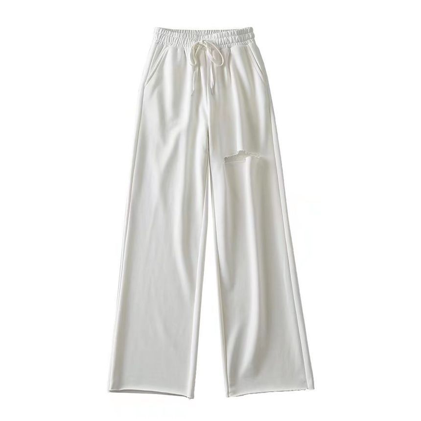 Webeisque - Hoge taille, versleten, wijde joggingbroek