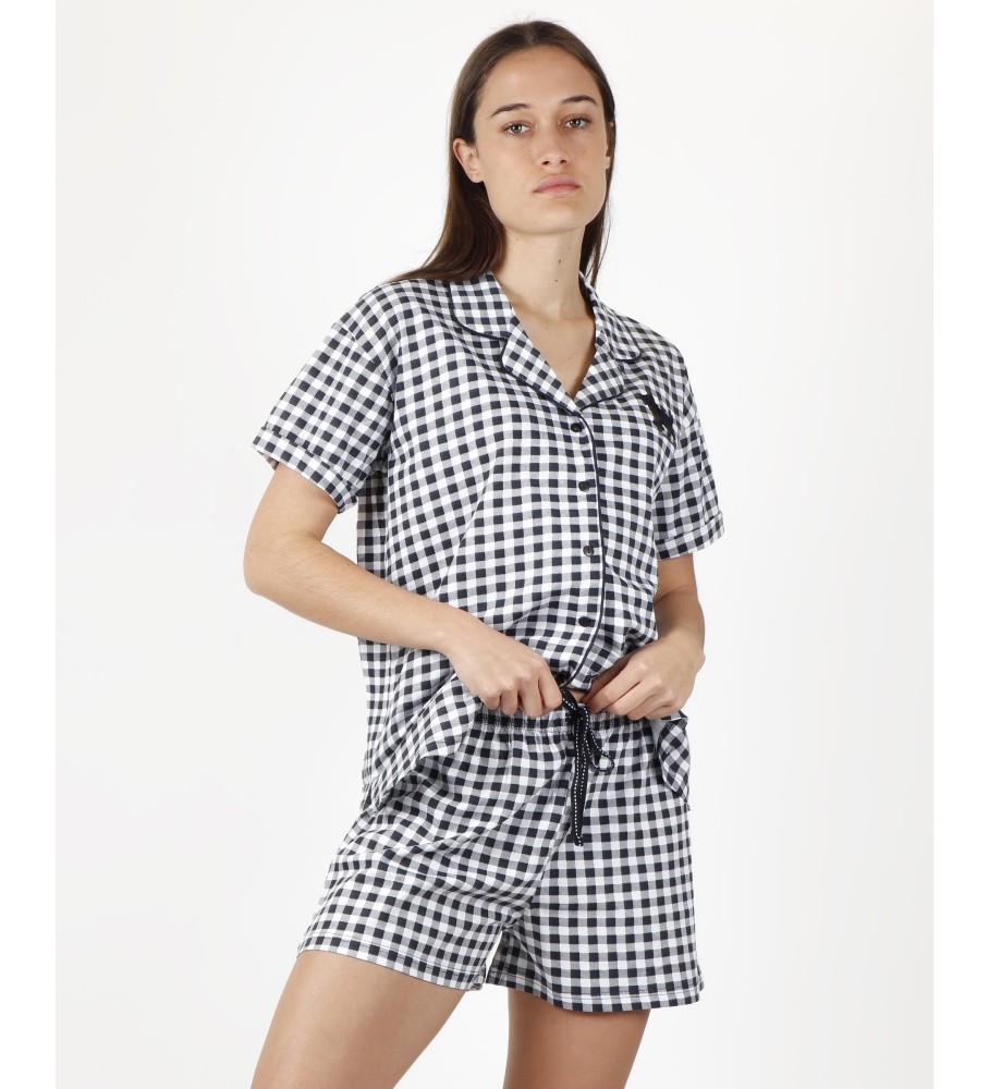 Pijama Admas Lou Lou Lovely Navy de manga curta e aberto