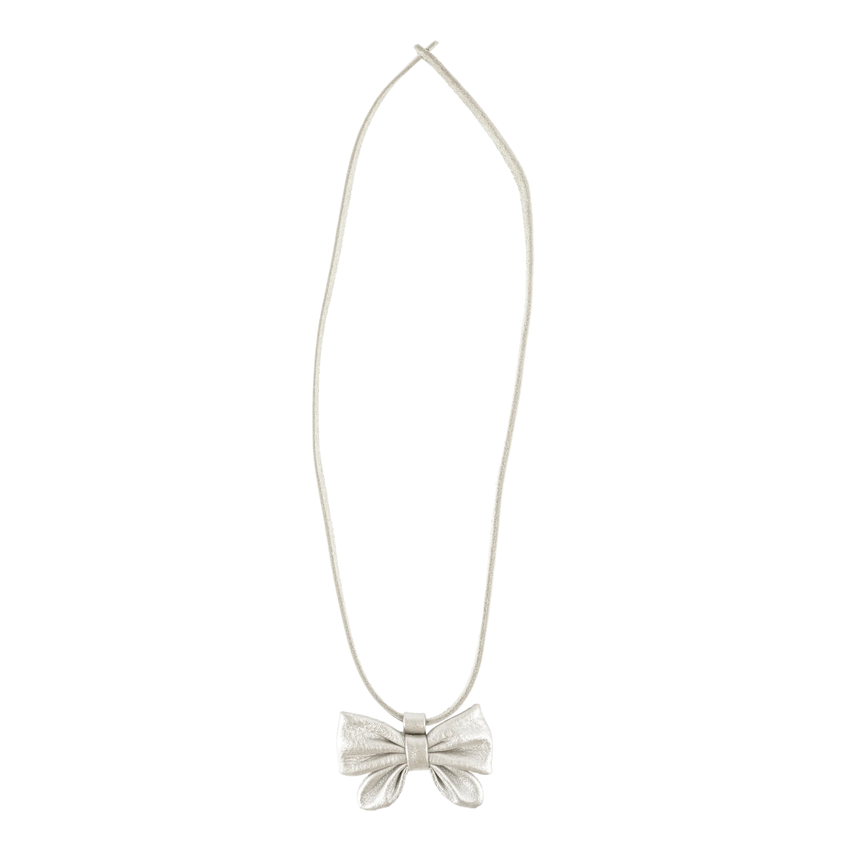 Dieny Necklace | Bow | Off White Metallic Leather