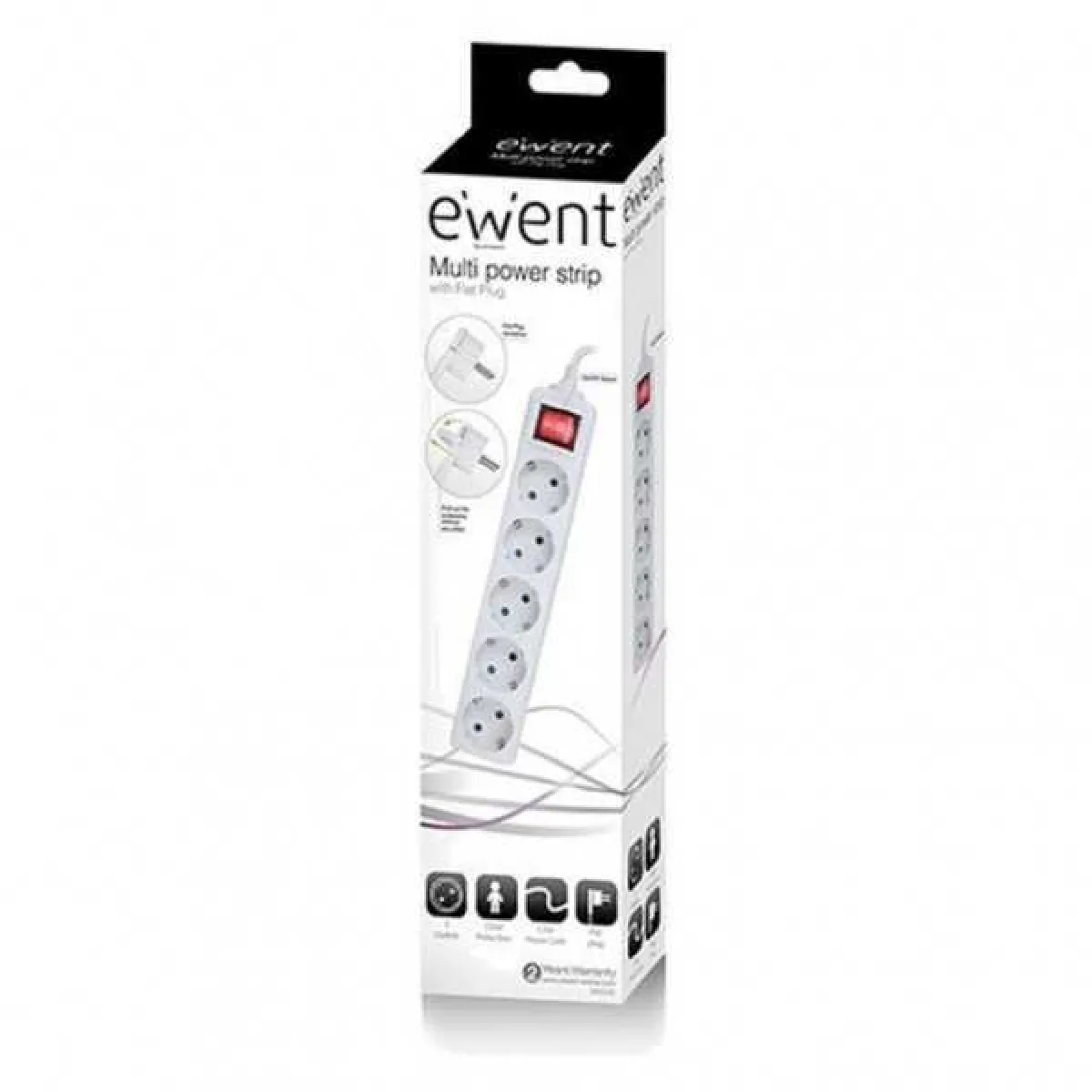 Ewent Bloc 5 Prises - Blanc