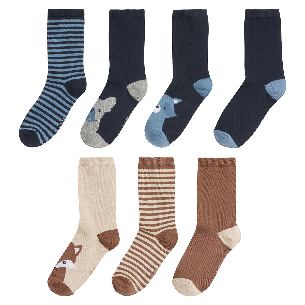 COLEÇÃO LA REDOUTE<br>Conjunto de 7 pares de meias com estampa animal