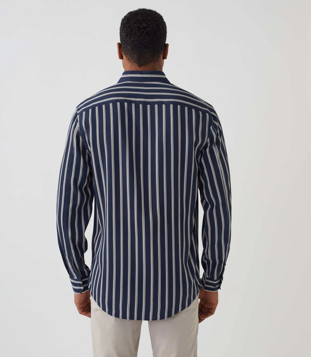 Chemise casual marine-blanche 