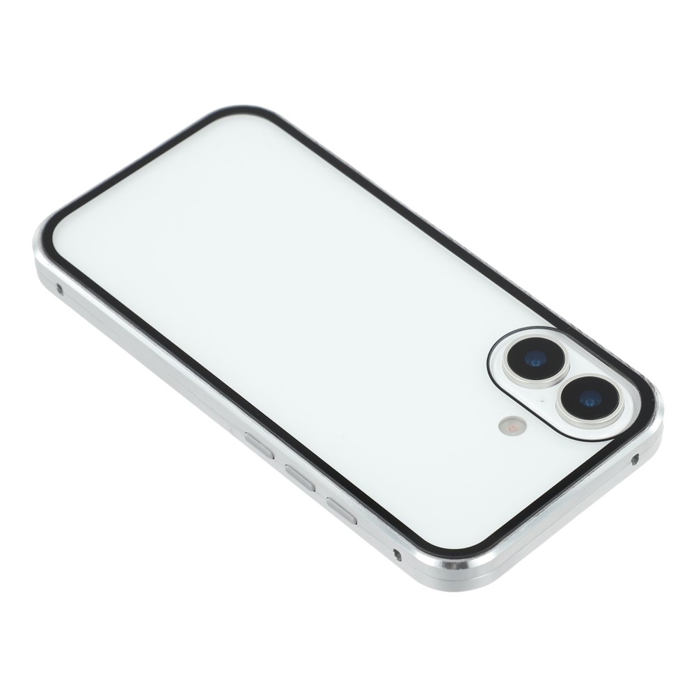 iPhone 17 Magnetische Alu Schutzhülle mit Panzer Glas Backcover   Displayschutz (Magnet-Technologie) - Silber