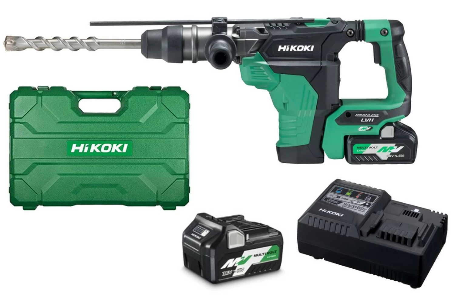 HiKOKI DH36DMAWAZ 36V Multivolt Li-Ion accu SDS-Max Boorhamer set (2x 4,0Ah) in koffer - 8,5J - koolborstelloos
