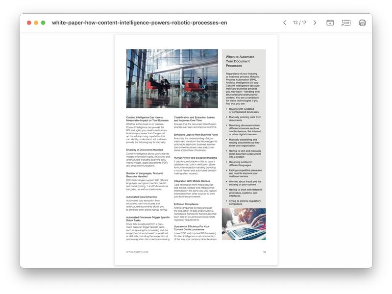 ABBYY FineReader PDF for MAC ESD, Subscription, Single User Konvertieren Sie PDFs, Dokumentbilder und Scans mit beispielloser Genauigkeit