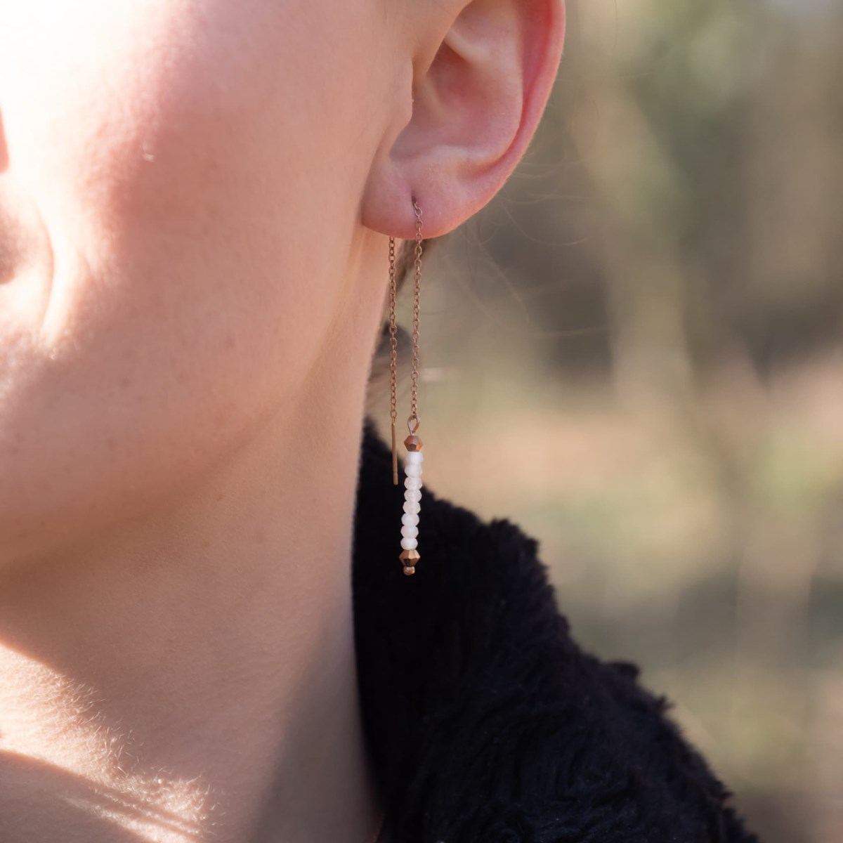 Boucles d'oreilles pendantes Lumia en pierres de Lune